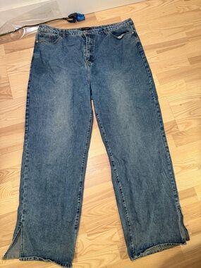 Classic Wide Leg Blue Denim Jeans